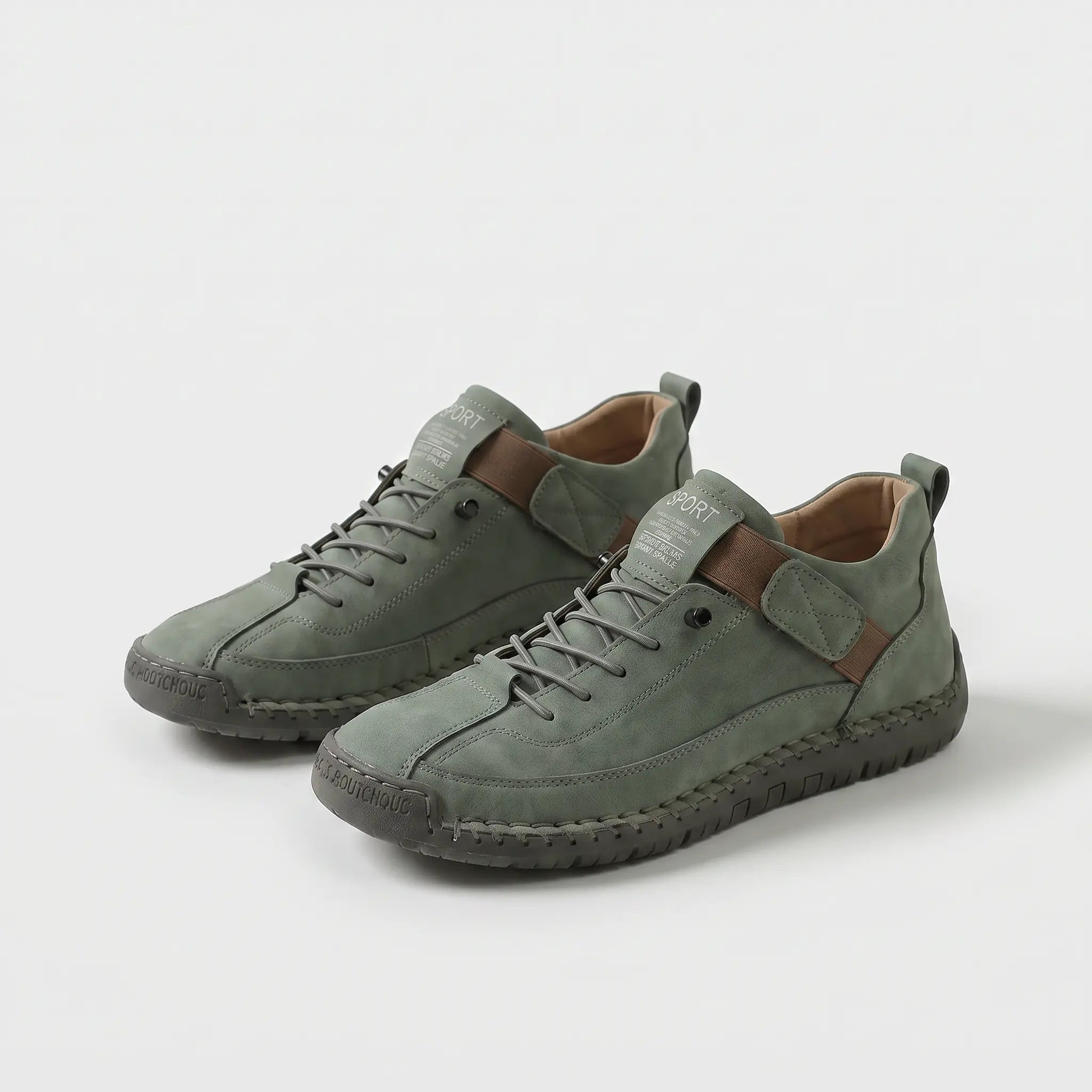 Scarpe ortopediche comode verde con lacci e fascia regolabile, suola spessa