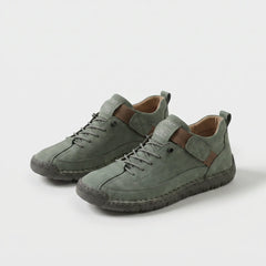 Sneaker ortopediche comode Nora verdi con lacci e suola spessa