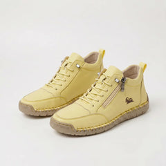 Scarpe ortopediche con cerniera, giallo, lacci e suola scanalata