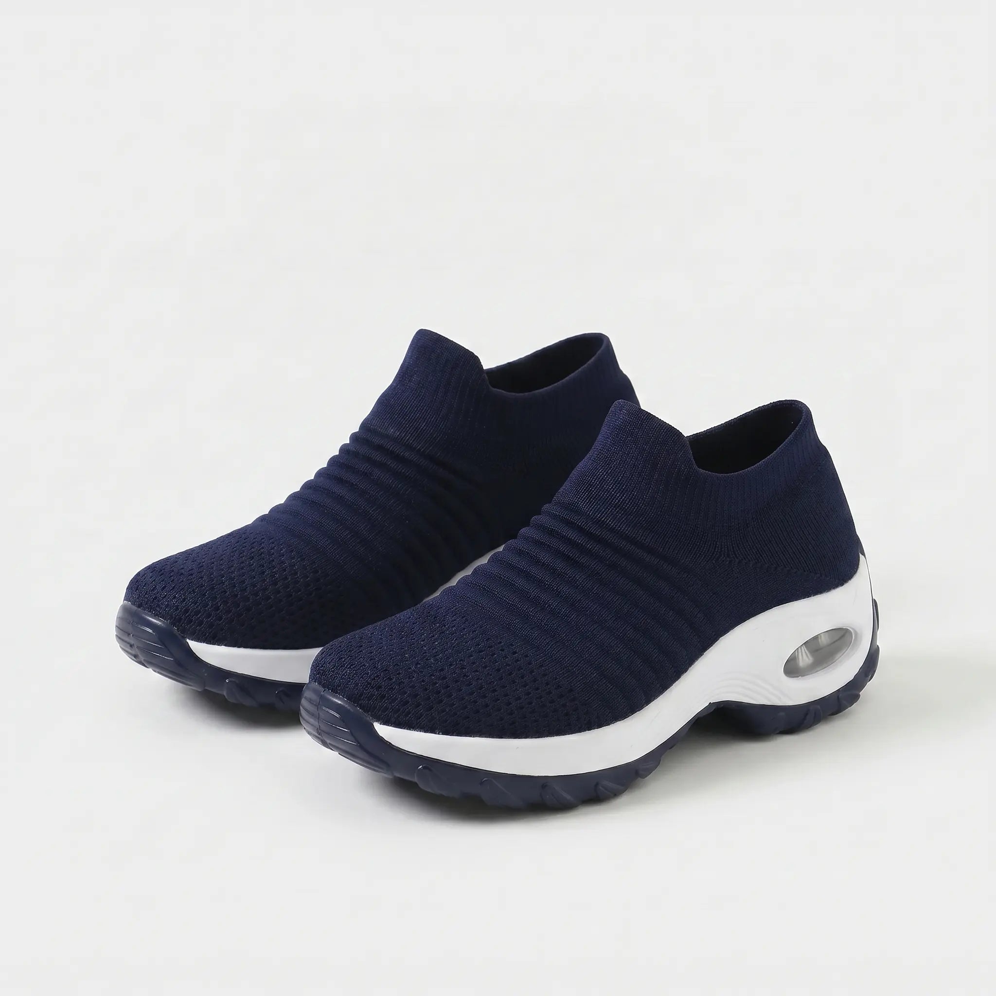 Scarpe ergonomiche antiscivolo blu a calza, suola ammortizzante con insert in gomma