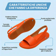 Sandali ortopedici comodi arancioni: suola antiscivolo e supporto stabile per il tallone