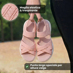 Sandali ortopedici Comfort rosa con rete traspirante e fascia incrociata