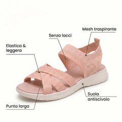 Sandali ortopedici Comfort rosa con elastico, mesh traspirante e suola antiscivolo
