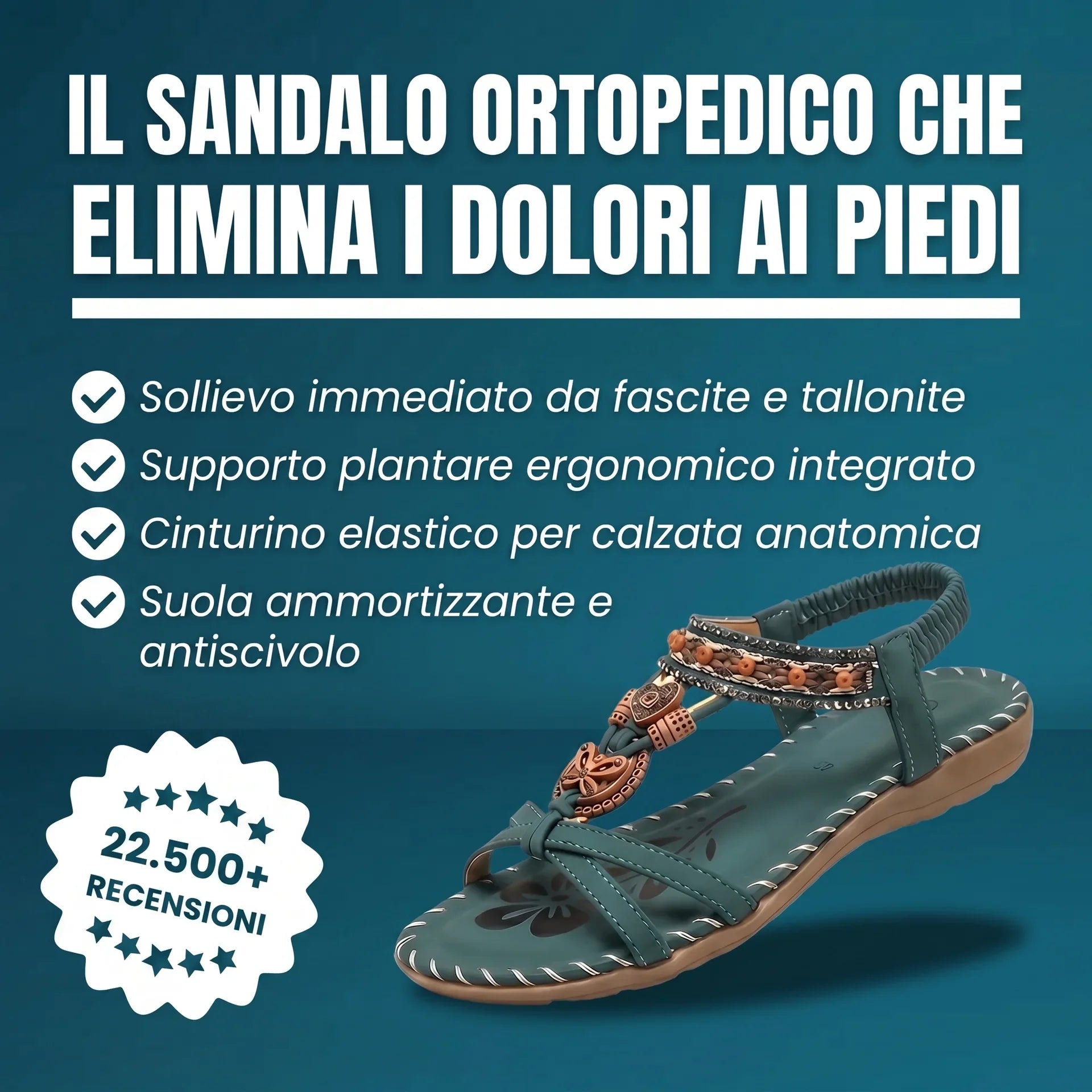 Sandali ortopedici comodi verdi scuri con suola antiscivolo e cinturino elastico