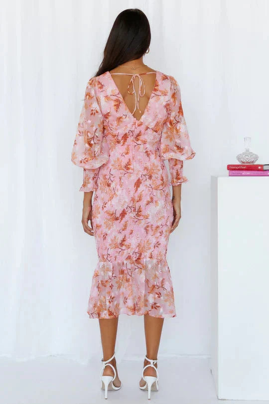 Miley Floral Print Midi Dress