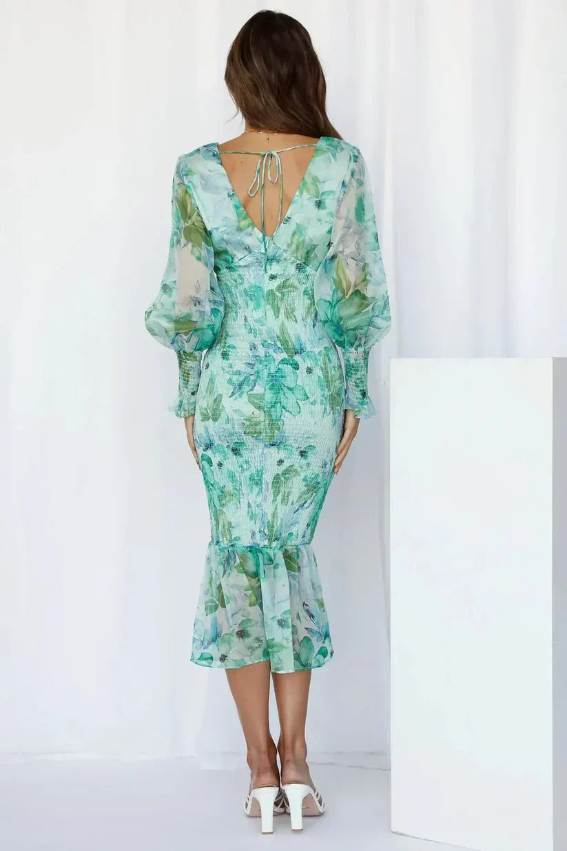 Miley Floral Print Midi Dress
