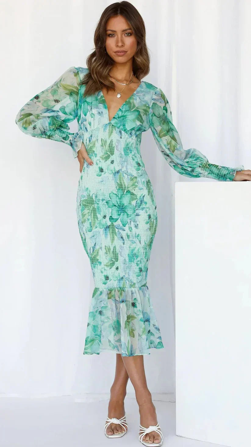 Miley Floral Print Midi Dress