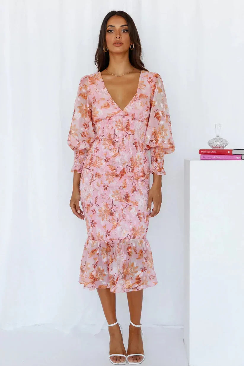 Miley Floral Print Midi Dress