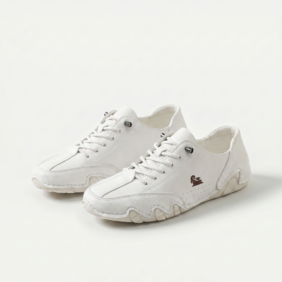 Scarpe leggere Milo bianche in pelle, con lacci e suola sagomata ammortizzata