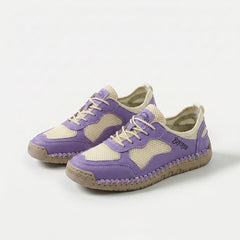 Scarpe da ginnastica estive traspiranti leggere viola con lacci e suola in gomma
