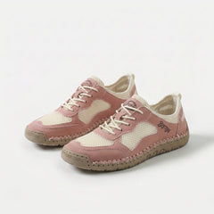 Scarpe da ginnastica estive traspiranti leggere rosa con lacci e suola in gomma