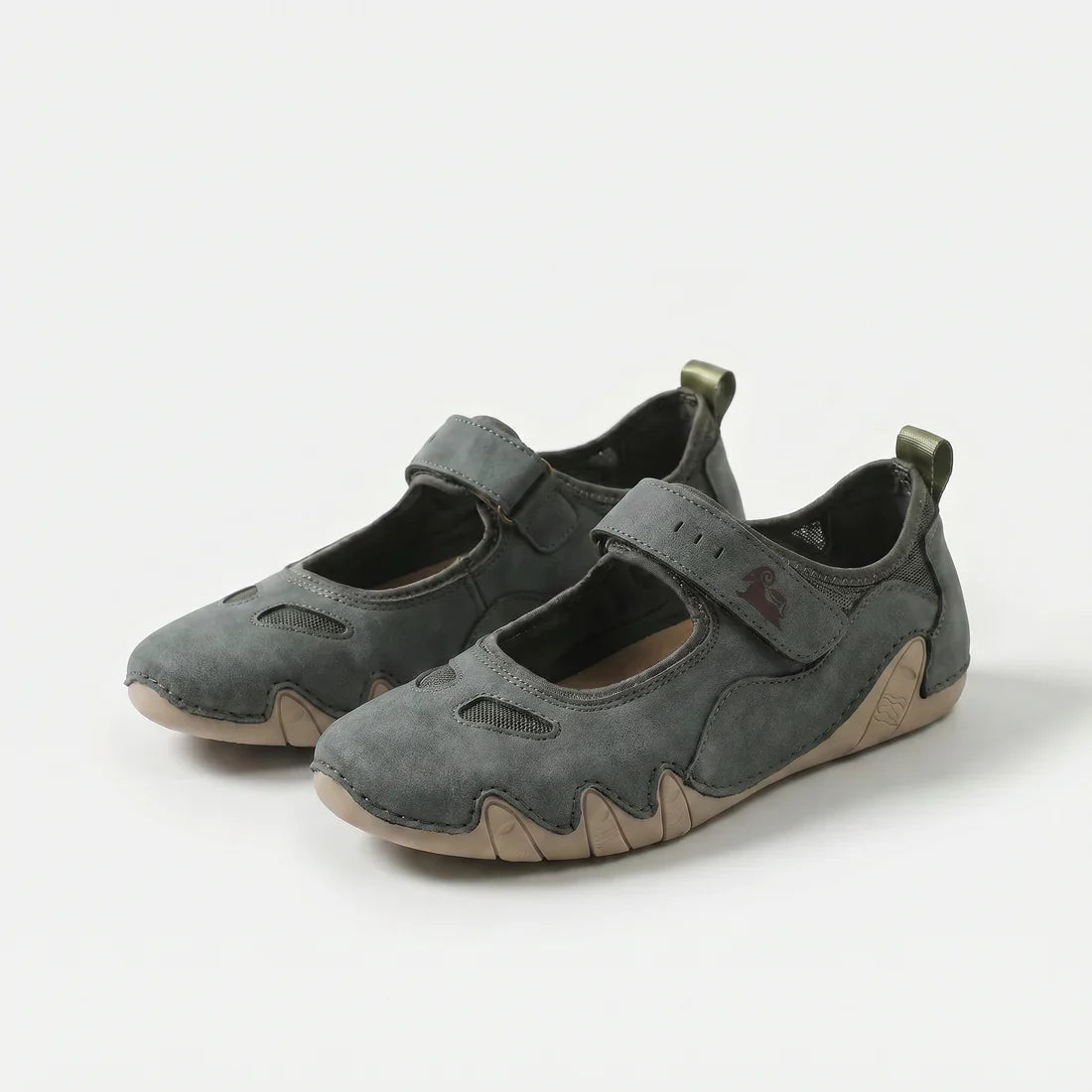 Ballerine comfort leggere grigio scuro con inserti elasticizzati e suola beige