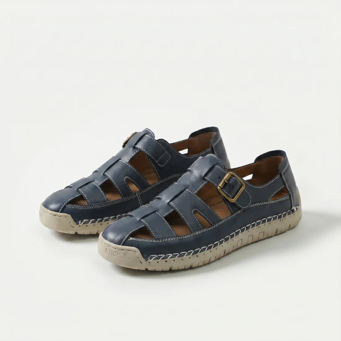 Sandali comfort Solea leggeri blu scuri con cinturino regolabile e suola spessa