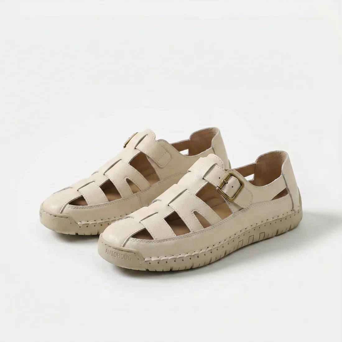 Sandali comfort Solea leggeri bianchi con cinturino regolabile e suola spessa