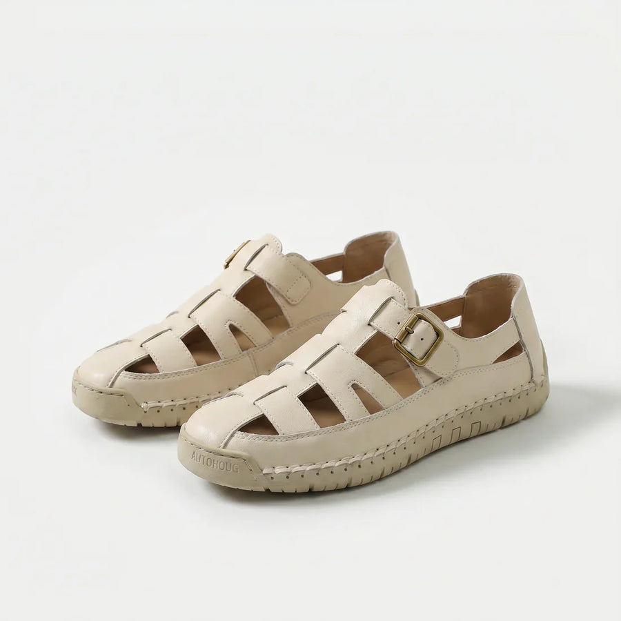 Sandali comfort Solea leggeri bianchi con cinturino regolabile e suola spessa