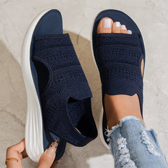 Sandali ortopedici slip-on blu scuro con fascia a maglia elasticizzata